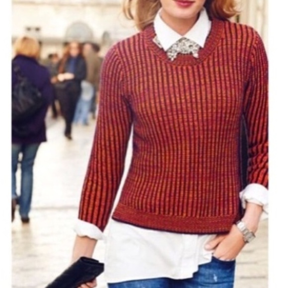 CAbi Sweaters - CAbi 891 Melange Lava Striped Pullover Sweater